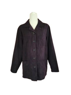 Coaco New York Buttonfront Faux Black Suede Jacket Unisex Size Womens Medium